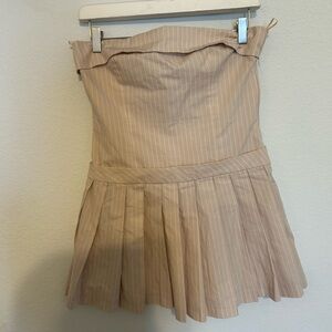 Zara Beige Striped A-Line Skirt